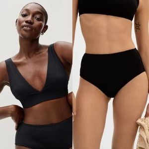 Everlane The Triangle Bikini Top The High Rise Hipster Bottom Bikini Set XXS